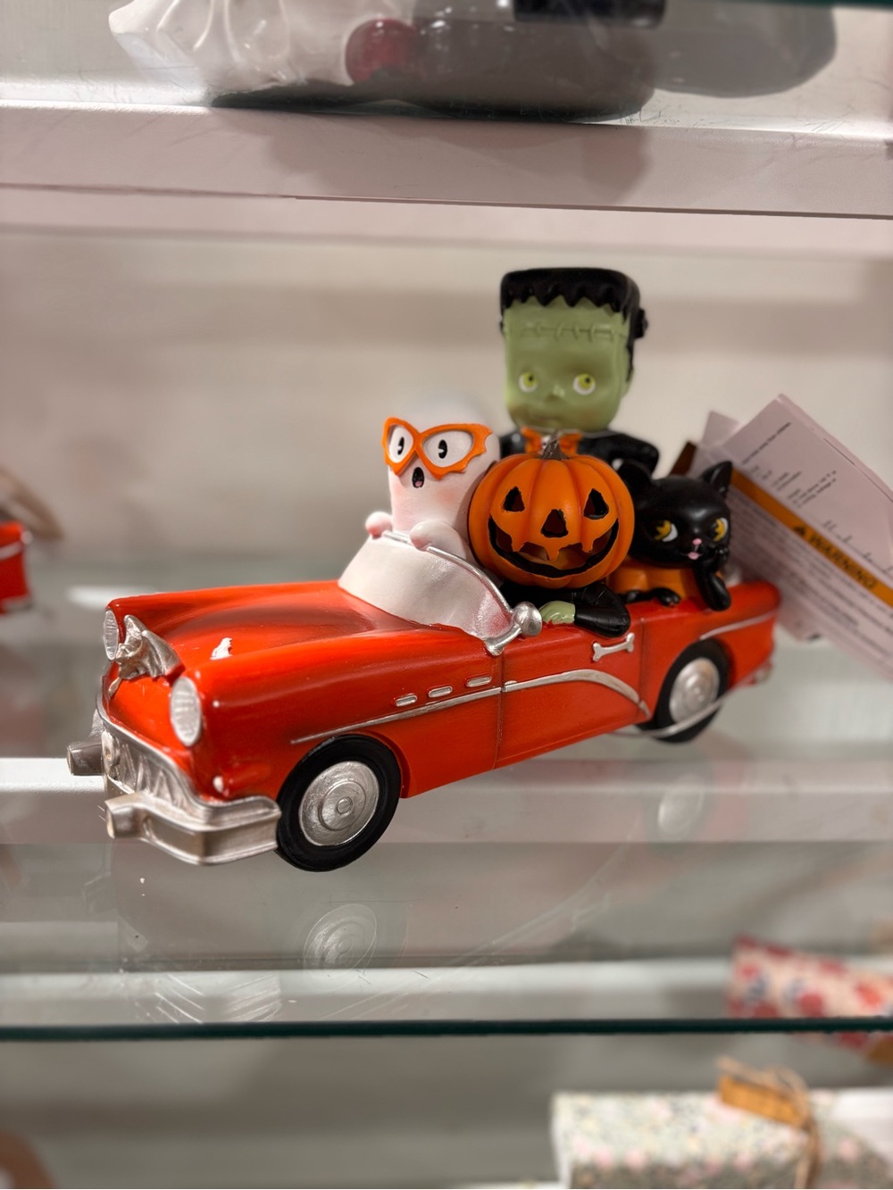 Halloween Retro Red Convertible Figurine with Pumpkin & Characters (lights up)